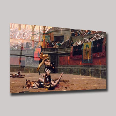 Roma Gladyatör Arenası ve Savaşçı Cam Tablo 35x50 cm