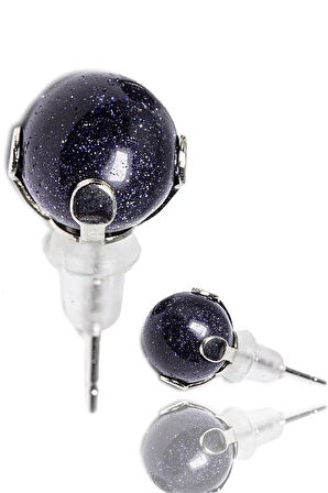 Sertifikalı Doğal Mavi Yıldız Taşı Nokta Doğal Taş Küpe