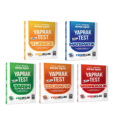 Yediiklim Yayınları 2025 KPSS Genel Yetenek Genel Kültür Yaprak Test Seti 5 Kitap