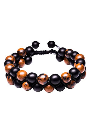 Sertifikalı Kahverengi Obsidyen Doğal Taş Bileklik