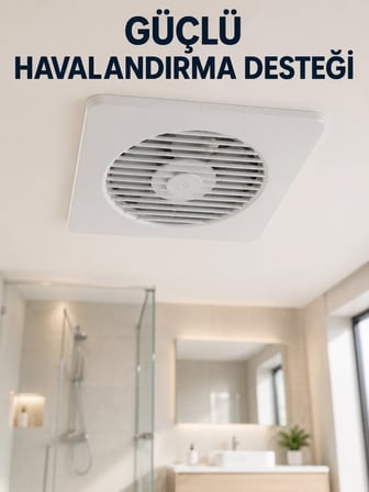 Dekoratif Banyo ve Mutfak Aspiratörü 150 mm 20,8 x 20,8 cm 20 W Havalandırma Fanı