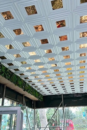 Poliüretan Kare 3D Dekoratif Duvar Paneli 50X50 CM (Gold Aynalı)