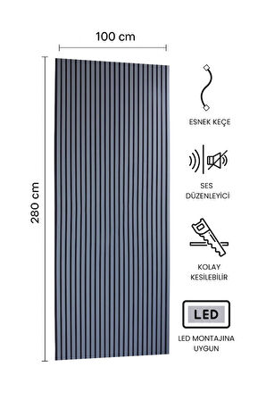 AKUSTİK DUVAR PANELİ ANTRASİT 100 x 280 CM