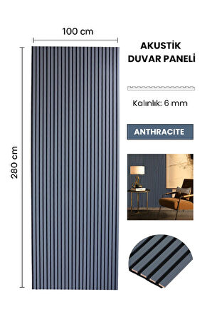AKUSTİK DUVAR PANELİ ANTRASİT 100 x 280 CM