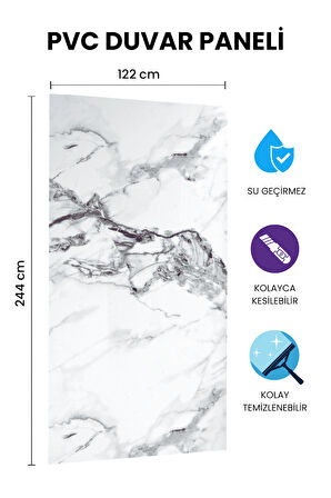 AREK WHITE GRAY Mermer Desenli PVC Panel 122 x 244 CM 
