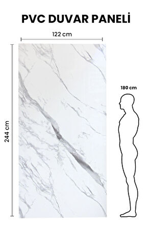 SUMQUAT WHITE GRAY Mermer Desenli PVC Panel 122 x 244 CM 