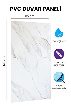 CARRARA WHITE GRAY Mermer Desenli PVC Panel 122 x 244 CM 