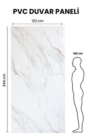 CARRARA WHITE GRAY Mermer Desenli PVC Panel 122 x 244 CM 