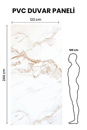 NEWTOWN WHITE CALACATA Mermer Desenli PVC Panel 122 x 244 CM 