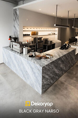 BLACK GRAY NARSO Mermer Desenli PVC Panel 122 x 244 CM