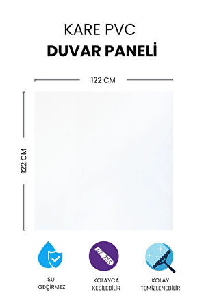 White Belgium One Düz Beyaz Kare Pvc Duvar Paneli 122 x 122 cm