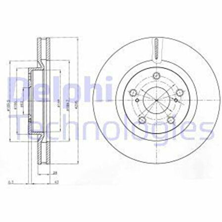 Delphi BG4114C Ön Fren Aynası Havalı Toyota RAV4 VVT I 2.0 2.2 D 4D 06-11 Camry 06-11 (296x5) 4351242050