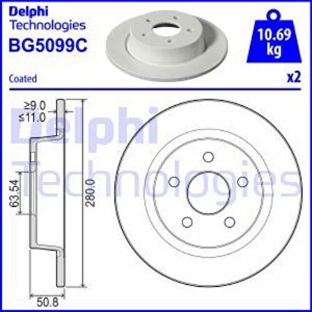 Delphi BG5099C Arka Disk Ayna Yeni Connect 14- KV6C2A315BC