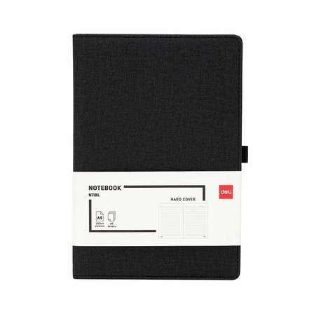 Deli Kumaş Kaplama Siyah A5 96 Yaprak Çizgili Defter N118L