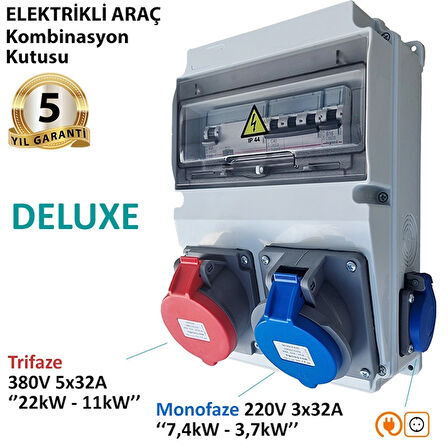 Elektrikli Araç Kombinasyon Kutusu DELUXE 5x32A + 3x32A + 1x16A – Trifaze-Monofaze