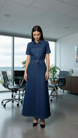 Dema Kadın Denim Pamuklu Çan Etek