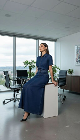 Dema Kadın Denim Pamuklu Çan Etek