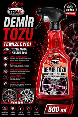 Demir Tozu Temizleyici Yüksek Kaliteli Jant Kaput Gövde Temizleyici Sprey 500 ML