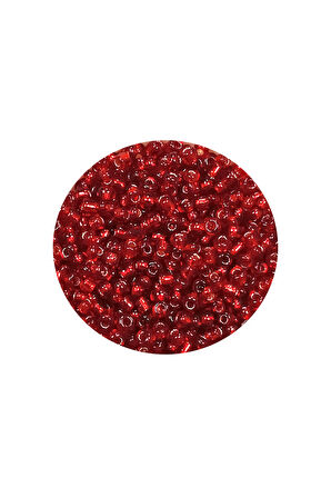 Dökme Cam Kum Boncuk (11/0) 2 mm - 60 Gram -  Şeffaf Koyu Kırmızı - BNC050