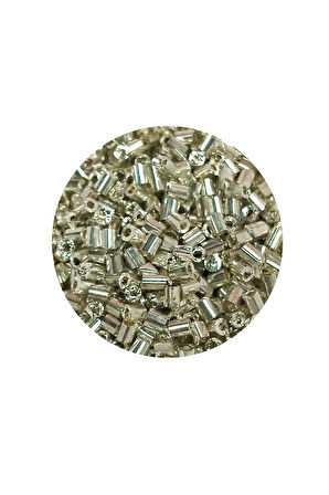 Kesme Cam Boncuk 2mm - 60 Gram - Parlak Gümüş - BNC376