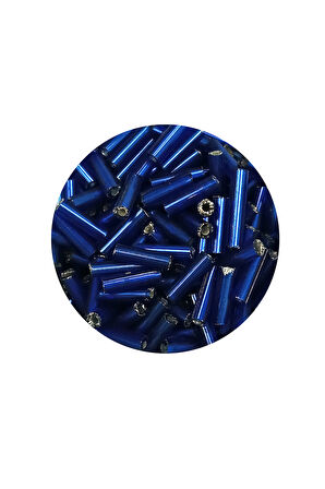Uzun Boru Kesme Boncuk Çap 2mm Uzunluk 10 mm - 60 Gram - Lacivert - BNC272