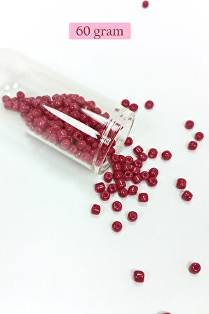 Dökme Cam Kum Boncuk Büyük Boy (6/0) 4 mm - 60 Gram - Bordo - BNC133