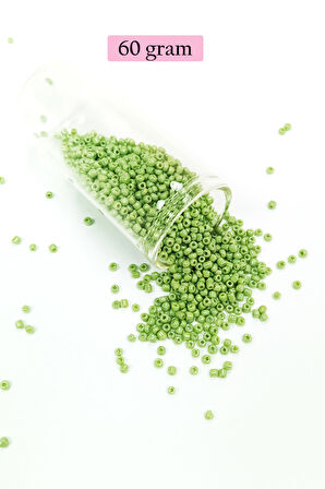 Dökme Cam Kum Boncuk (11/0) 2 mm - 60 Gram -  Açık Yeşil - BNC038