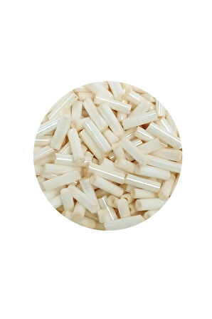Uzun Boru Kesme Boncuk Çap 2mm Uzunluk 10 mm - 60 Gram - Açık Krem - BNC298