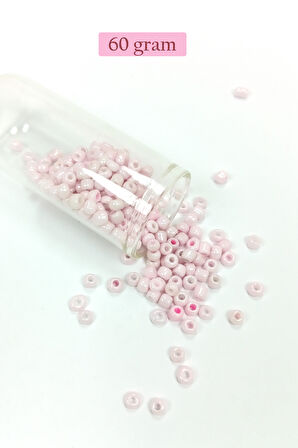 Dökme Cam Kum Boncuk Büyük Boy (6/0) 4 mm - 60 Gram - Toz Pembe - BNC113