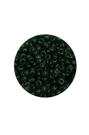 Dökme Cam Kum Boncuk (8/0) 3 mm - 60 Gram - Şeffaf Koyu Yeşil - BNC196