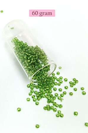 Dökme Cam Kum Boncuk (8/0) 3 mm - 60 Gram - Şeffaf Çimen Yeşili - BNC195
