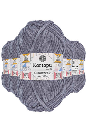 5 Adet Yumurcak Kadife El Örgü İpi Koyu Gri K951