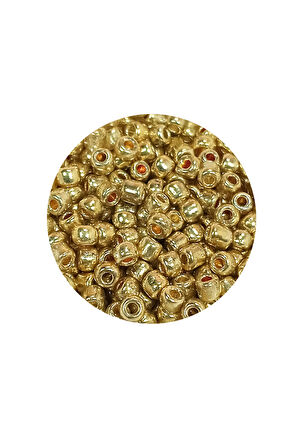 Dökme Cam Kum Boncuk (8/0) 3 mm - 60 Gram - Altın Rengi - BNC185