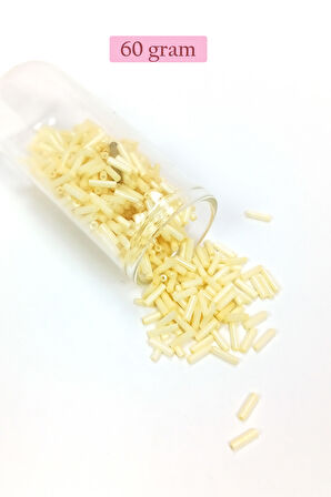 Uzun Boru Kesme Boncuk Çap 2mm Uzunluk 10 mm - 60 Gram - Krem - BNC273