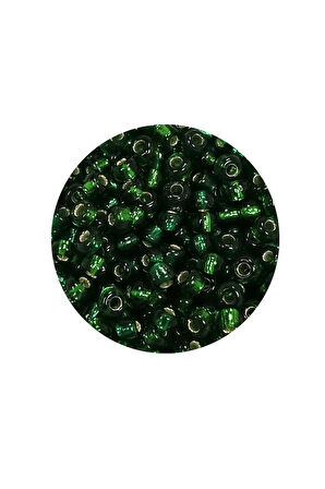 Dökme Cam Kum Boncuk (8/0) 3 mm - 60 Gram - Şeffaf Asker Yeşili - BNC218