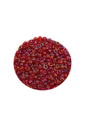 Dökme Cam Kum Boncuk (11/0) 2 mm - 60 Gram -  Morlu Kırmızı - BNC063