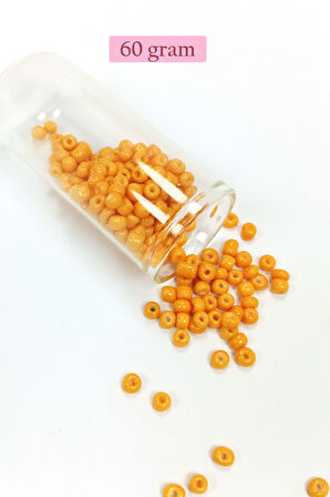Dökme Cam Kum Boncuk Büyük Boy (6/0) 4 mm - 60 Gram - Açık Turuncu - BNC131