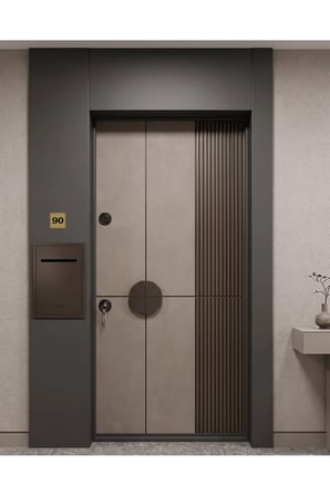 6x6 cm Metalik Altın Sarı Üzeri Siyah Baskı Kenar Çiçek Desenli Kendinden Yapışkanlı No:1 Den 10'a Kadar Kapı Numarası