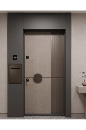 6x8 cm Metalik Siyah Üzeri Altın Sarı Baskı Kenar Çiçek Desenli Kendinden Yapışkanlı No:1 Den 10'a Kadar Kapı Numarası