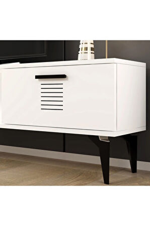 ASİMODH TV ÜNİTESİ ŞÖMİNELİ TAKIM BEYAZ-BEYAZ