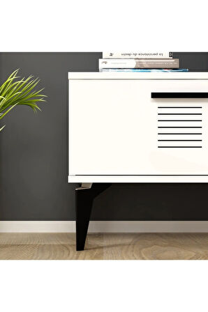 ASİMODH TV ÜNİTESİ ŞÖMİNELİ TAKIM BEYAZ-BEYAZ