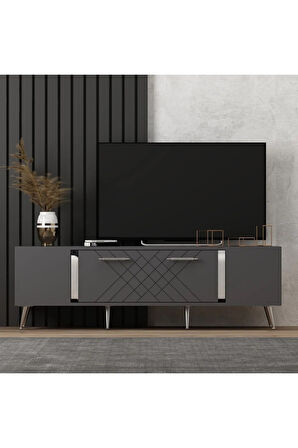 DETASDH 150 CM LAZER DESENLİ TV ÜNİTESİ ANTRASİT-GÜMÜŞ