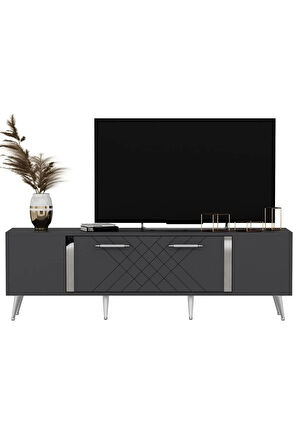 DETASDH 150 CM LAZER DESENLİ TV ÜNİTESİ ANTRASİT-GÜMÜŞ