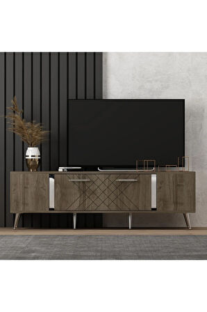 DETASDH 150 CM LAZER DESENLİ TV ÜNİTESİ CEVİZ-GÜMÜŞ