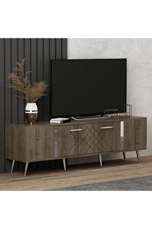 DETASDH 150 CM LAZER DESENLİ TV ÜNİTESİ CEVİZ-GÜMÜŞ