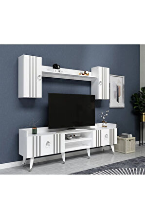 IŞILDH 180 cm  TV ÜNİTESİ BEYAZ-GÜMÜŞ