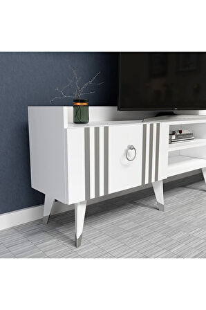 IŞILDH 180 cm  TV ÜNİTESİ BEYAZ-GÜMÜŞ