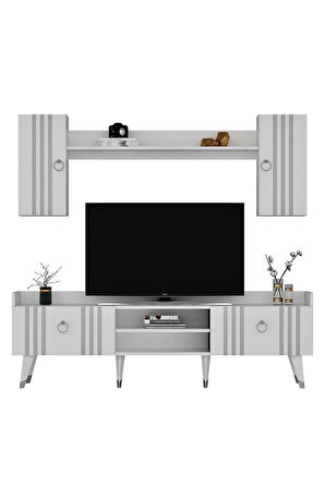 IŞILDH 180 cm  TV ÜNİTESİ BEYAZ-GÜMÜŞ