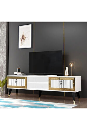 LİDYADH TV STAND BEYAZ-ALTIN