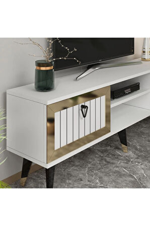 LİDYADH TV STAND BEYAZ-ALTIN